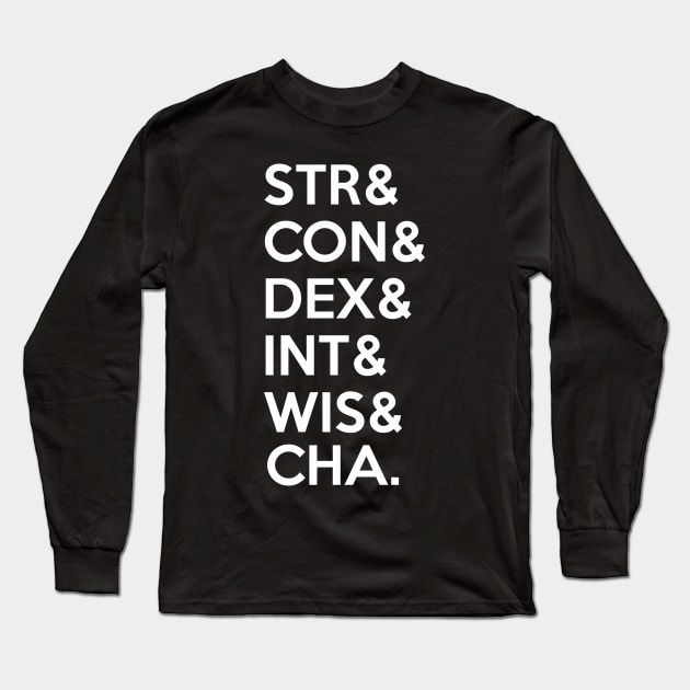 Tabletop RPG Attributes Long Sleeve T-Shirt by MimicGaming